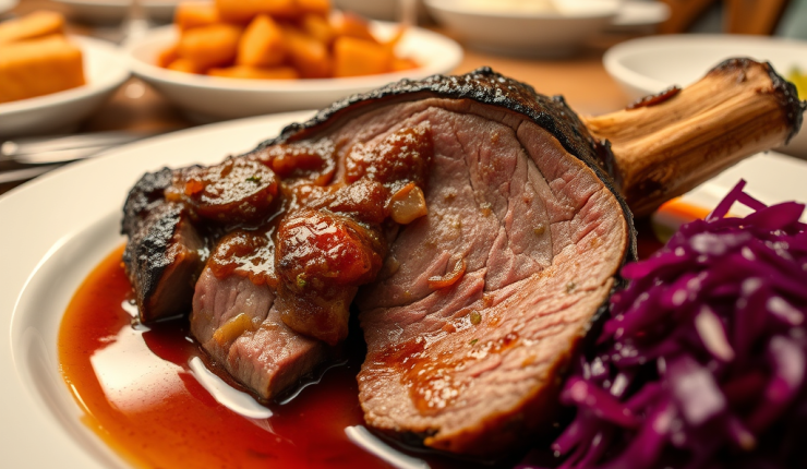 Geschmorte Rehkeule in&nbsp;Rotweinsoße