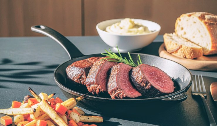 Rehrücken aus der Pfanne mit&nbsp;Wurzelgemüse